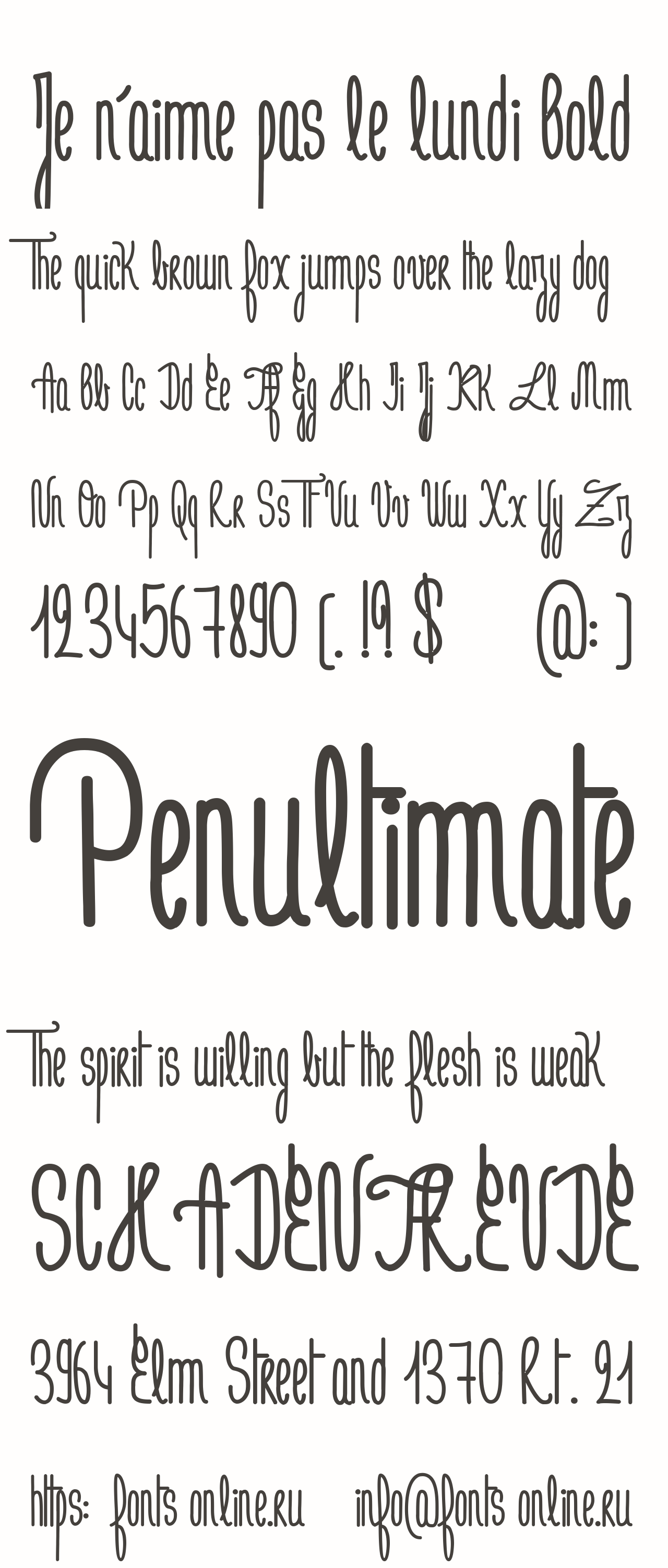 Je n\u0027aime pas le lundi Bold Free Font Download